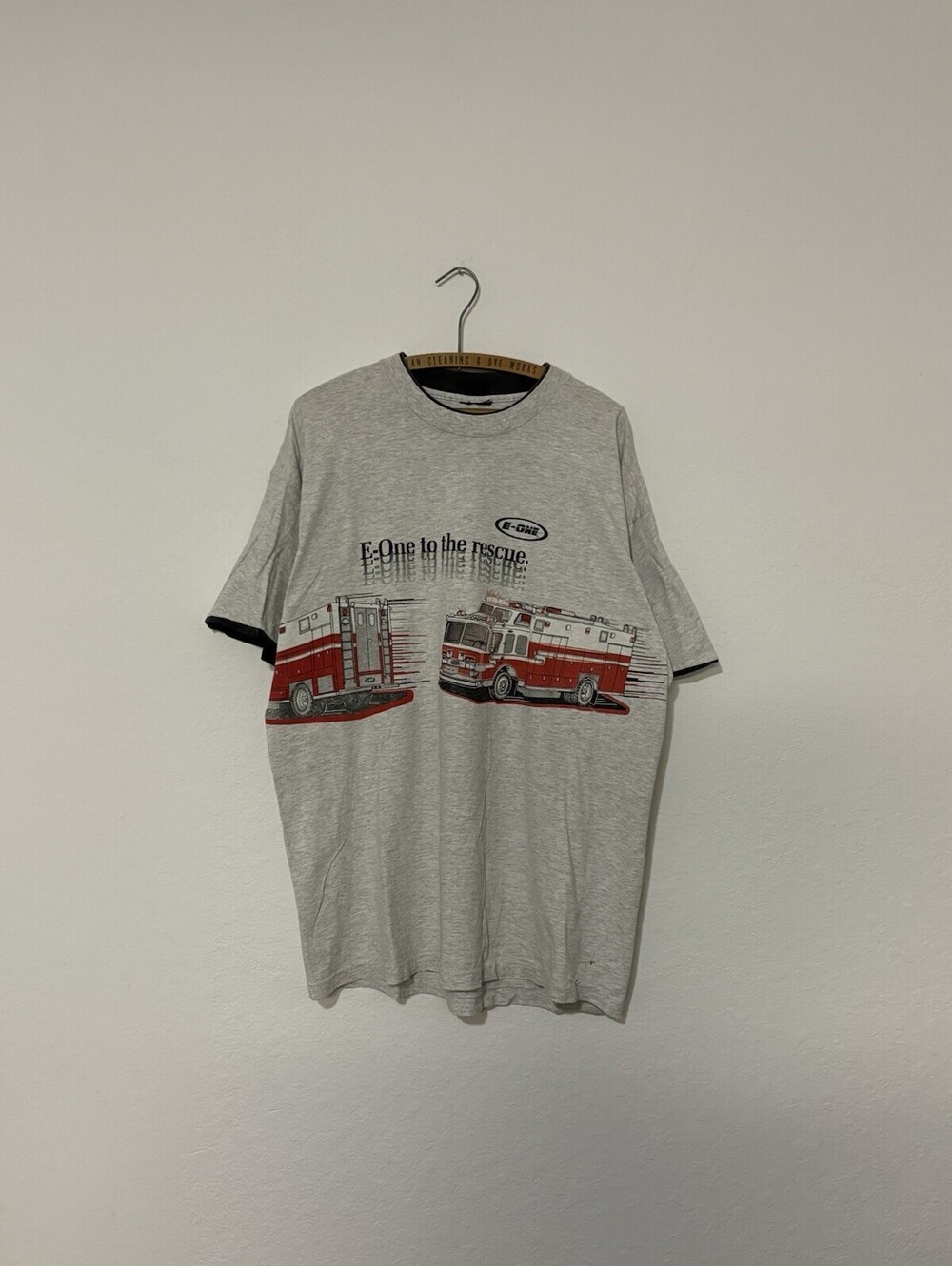 Vintage 90s Fire Truck E-One Wraparound Double Layer Shirt Size Mens XL